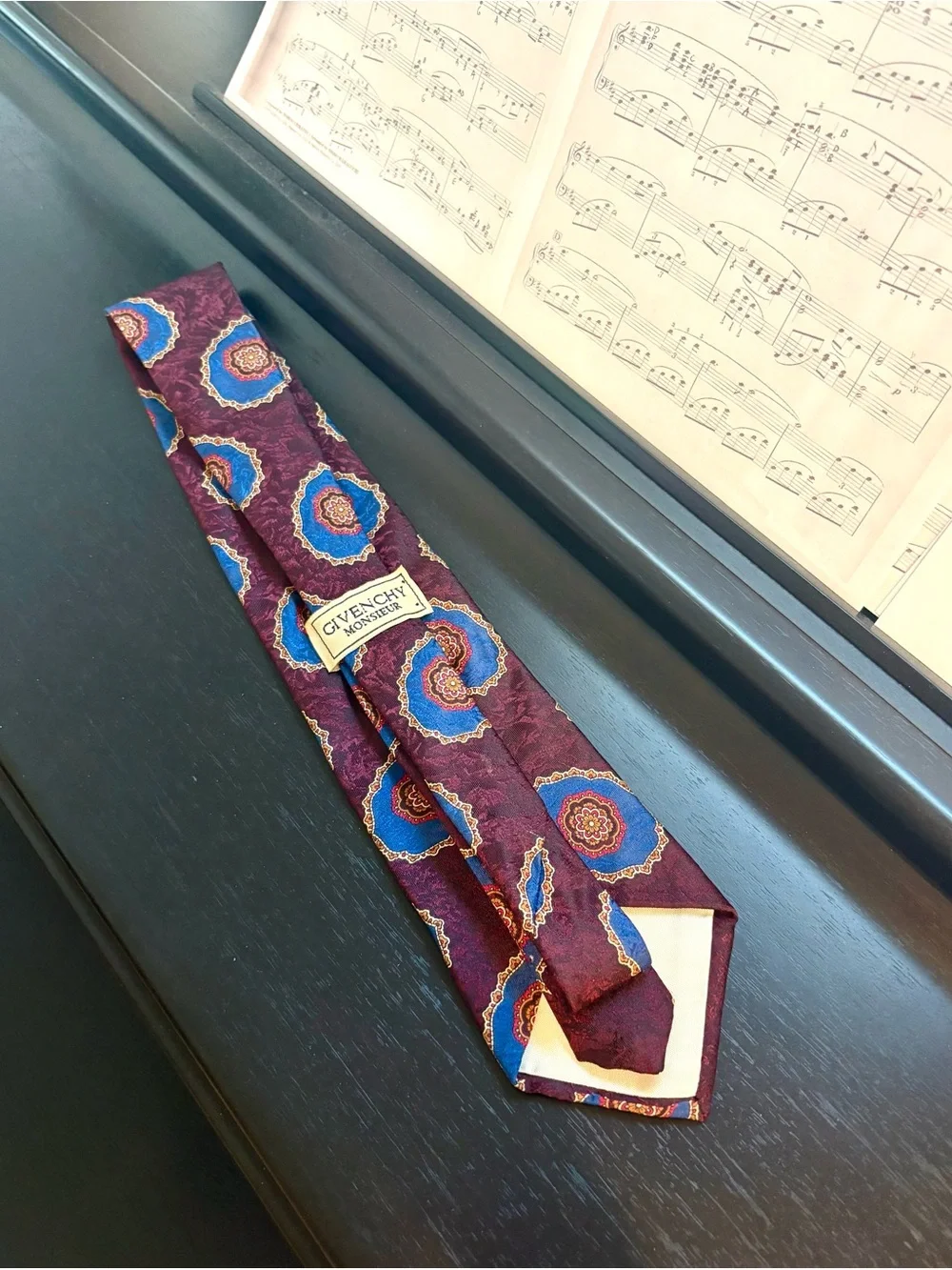 Givenchy Monsieur Vintage Designer Burgundy Tie